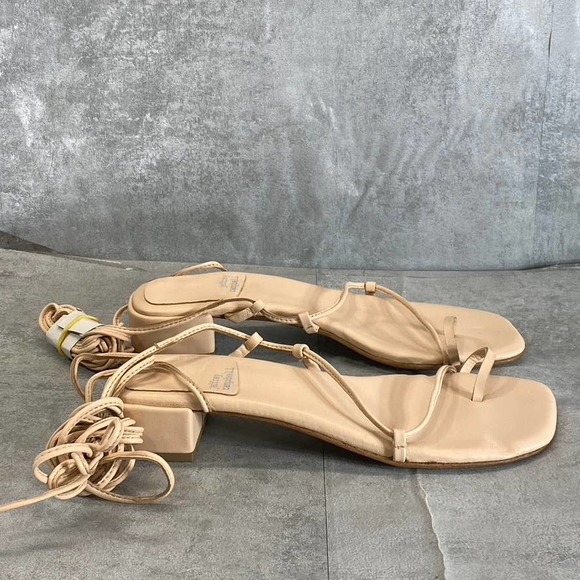 Jeffrey Campbell Women's Blush Leather Agate-2 Square-Toe Block-Heel Sandals SZ9 - Picture 1 of 13
